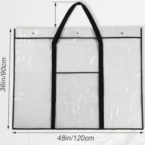 Transparent Artwork Storage Bag with Black Trim,  Snap Closuee, And Carry Straps
